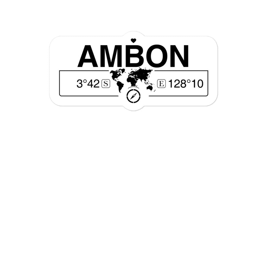 Ambon, Indonesia 2 x 5.5" Inch Stickers Gift with Map Coordinates #REF2748F6546
