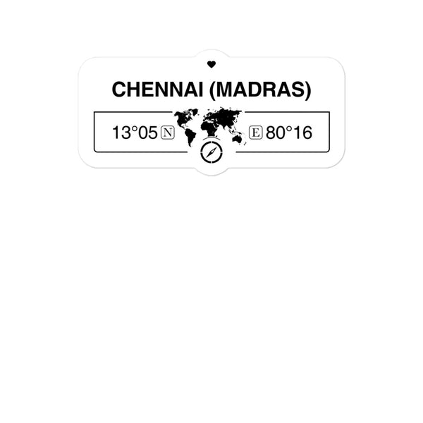 Chennai Madras, India 2 x 5.5" Inch Stickers Gift with Map Coordinates #REF2748F6546
