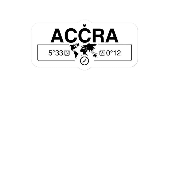 Accra, Ghana 2 x 5.5" Inch Stickers Gift with Map Coordinates #REF2748F6546