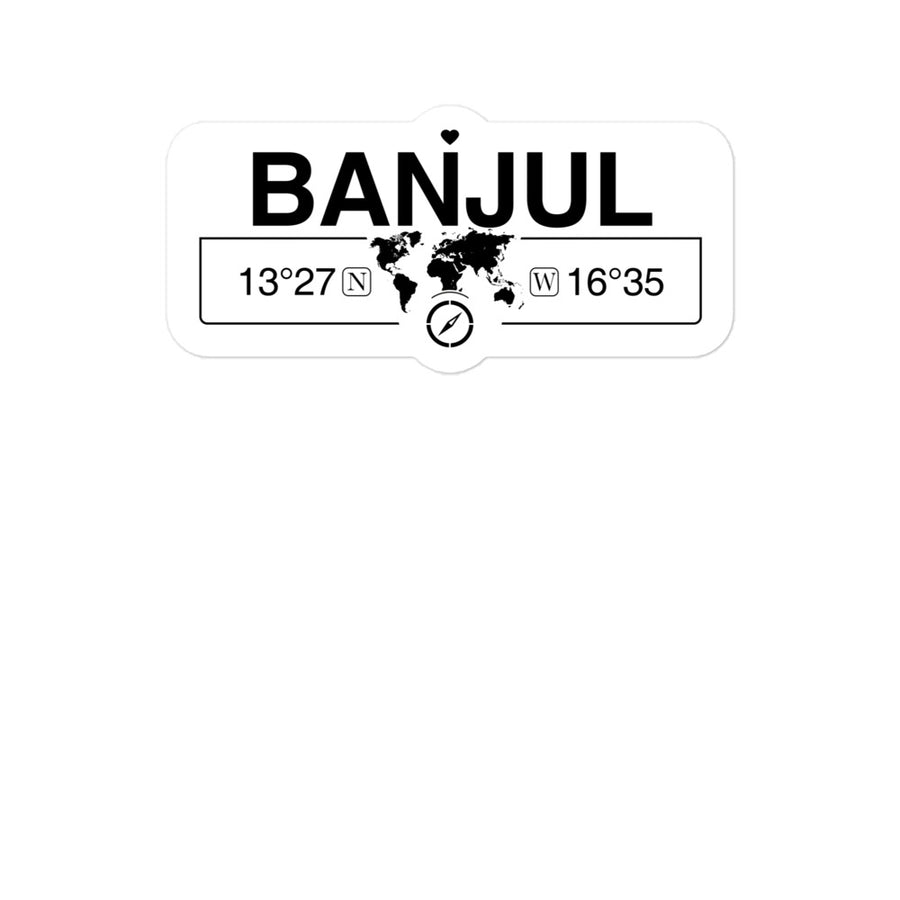 Banjul, Gambia 2 x 5.5" Inch Stickers Gift with Map Coordinates #REF2748F6546