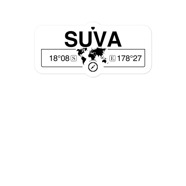 Suva, Fiji 2 x 5.5" Inch Stickers Gift with Map Coordinates #REF2748F6546