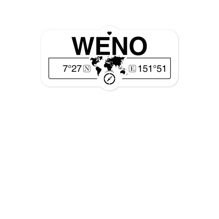 Weno, Federated States of Micronesia 2 x 5.5" Inch Stickers Gift with Map Coordinates #REF2748F6546