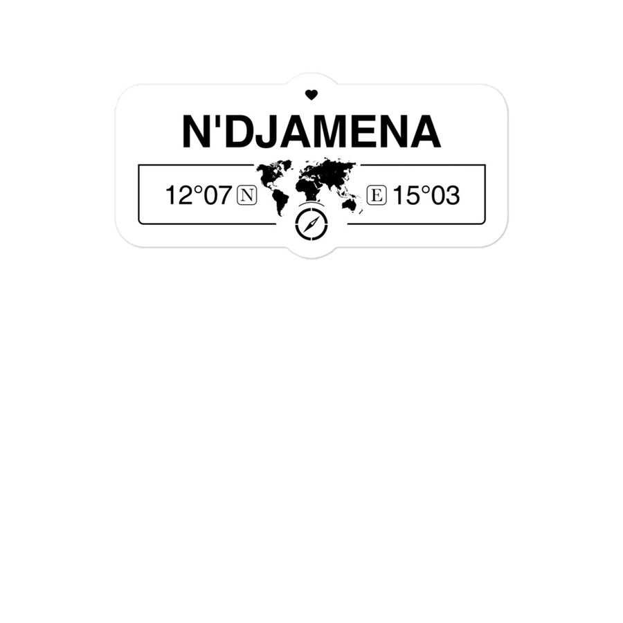 N'djamena, Chad 2 x 5.5" Inch Stickers Gift with Map Coordinates #REF2748F6546