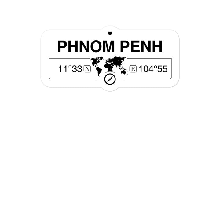 Phnom Penh, Cambodia 2 x 5.5" Inch Stickers Gift with Map Coordinates #REF2748F6546