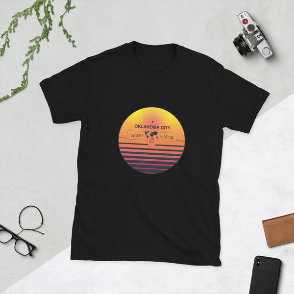 Oklahoma City Oklahoma, USA Quality Retro Sunset Unisex T-shirt Gift