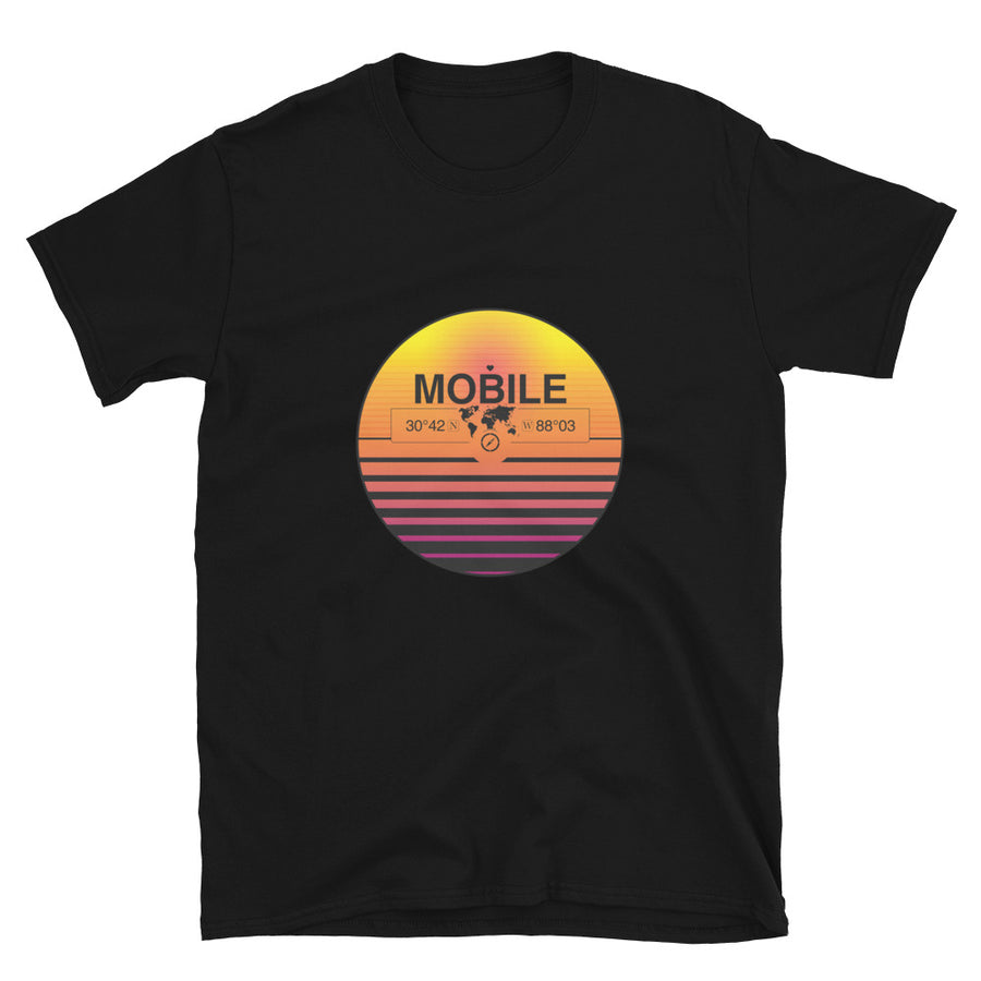Mobile Alabama, USA Quality Retro Sunset Unisex T-shirt Gift