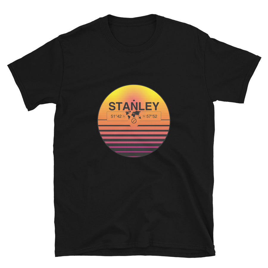 Stanley, Falkland Islands, UK Quality Retro Sunset Unisex T-shirt Gift
