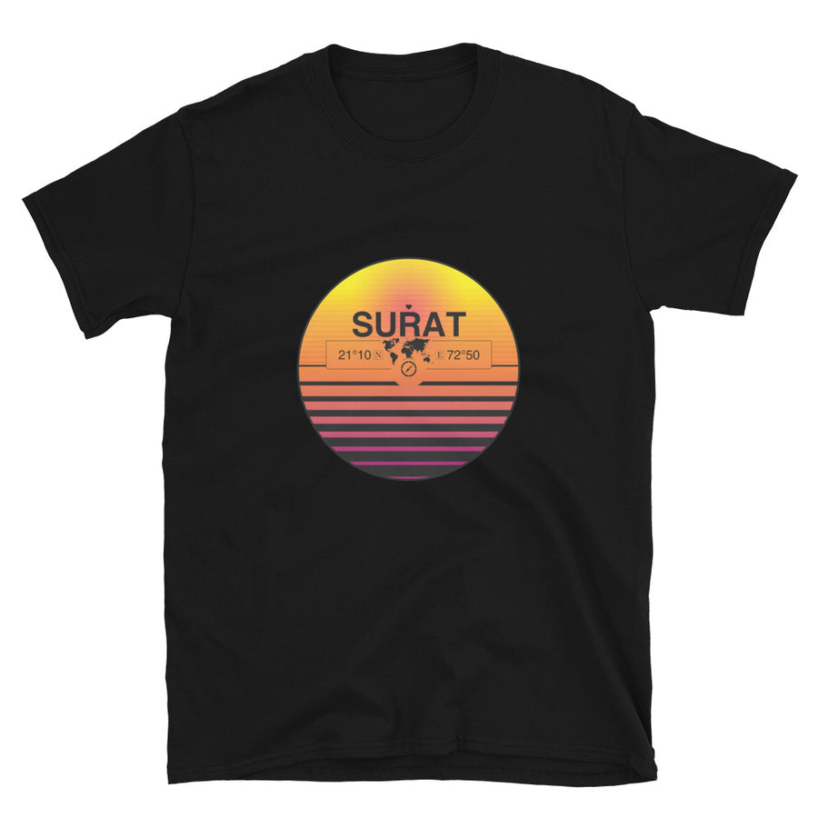 Surat, Gujarat Quality Retro Sunset Unisex T-shirt Gift