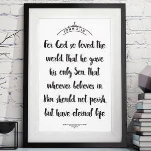 John 3:16 Christian Scripture Art