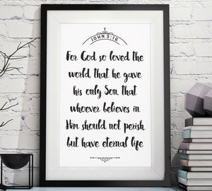 John 3:16 Christian Scripture Art
