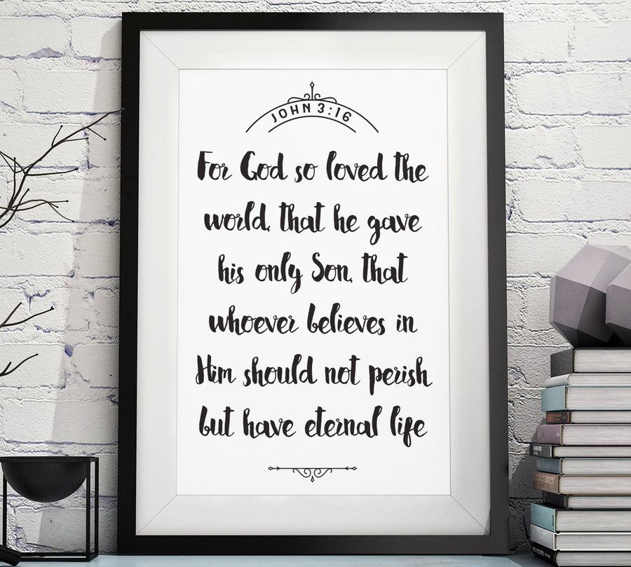 John 3:16 Christian Scripture Art
