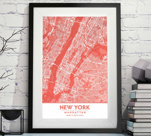 Coral Blush New York City Map - Printable