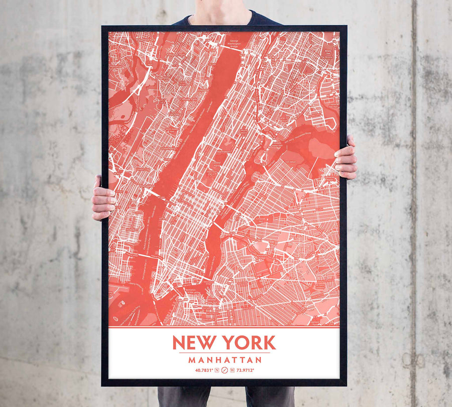 Coral Blush New York City Map - Printable