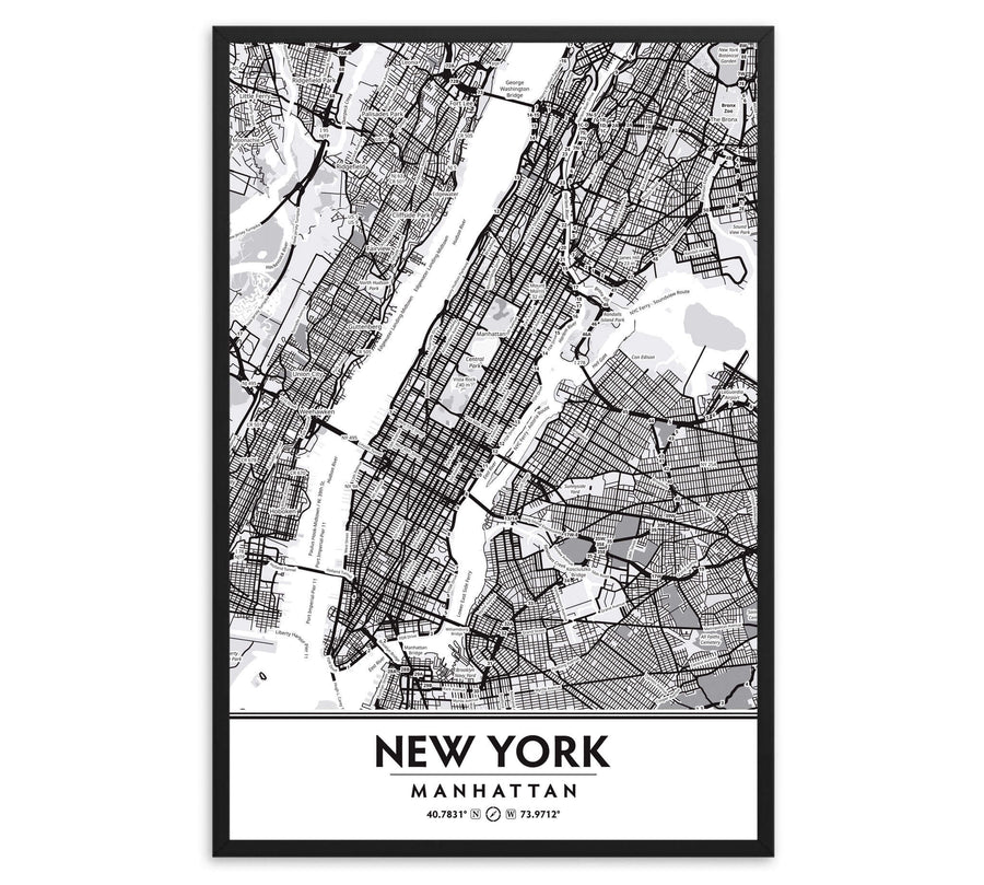 Manhattan New York City NYC Black & White Framed Artwork