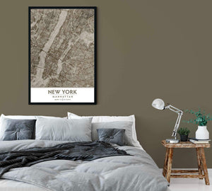 Putty and Beige Manhattan NYC Framed artwork