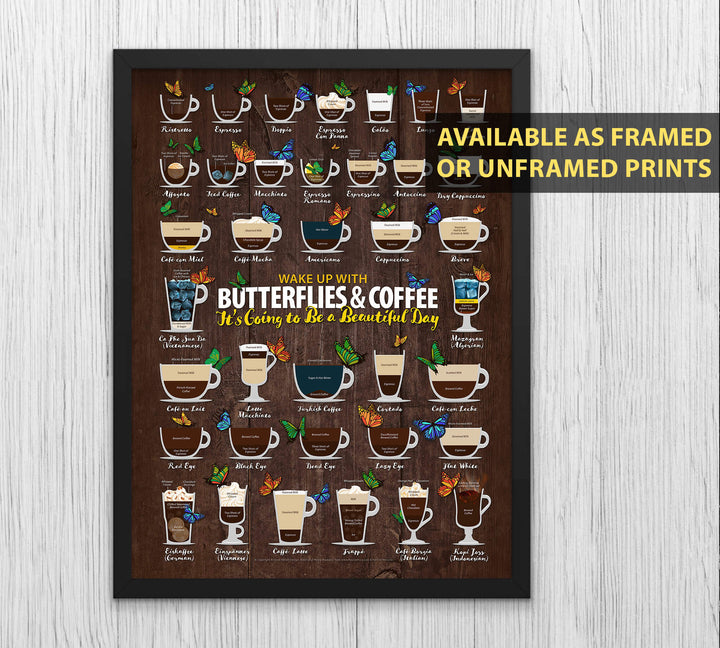 Coffee Types Chart - Butterfly Lover Decor