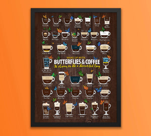 Coffee Types Chart, Butterfly Lover Framed or Posters