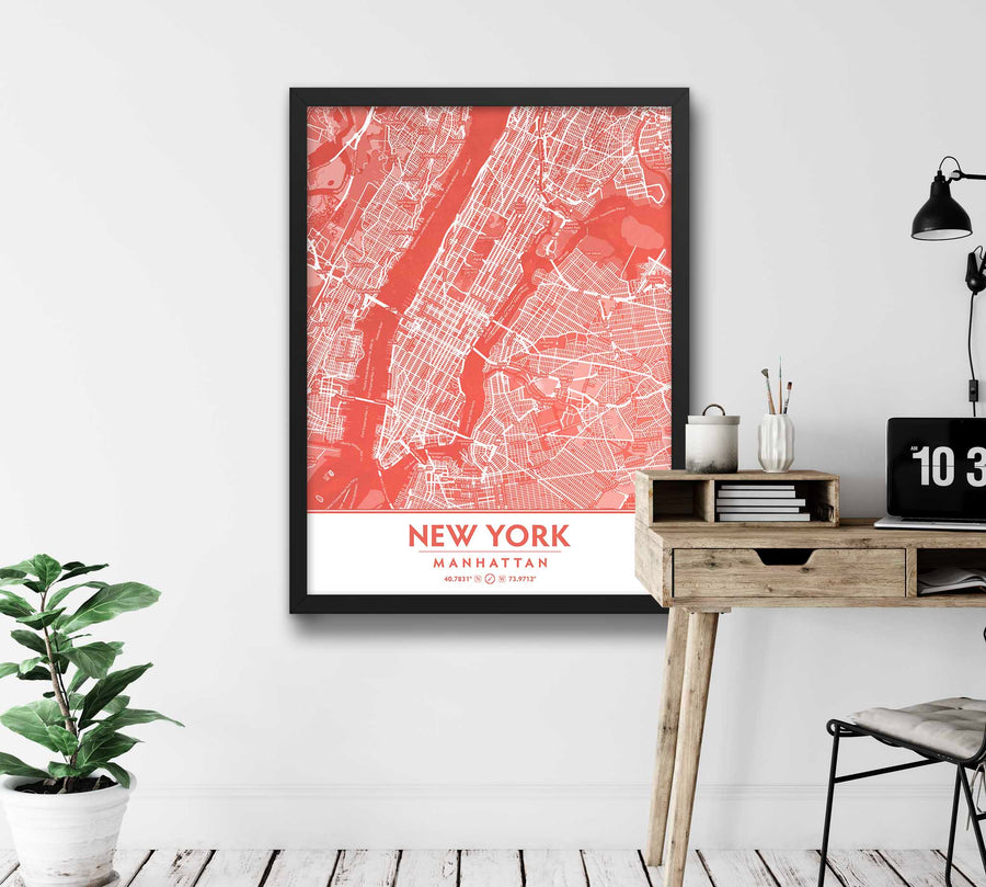 Coral Blush New York City Map - Printable