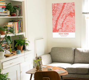 Coral Blush New York City Map - Printable