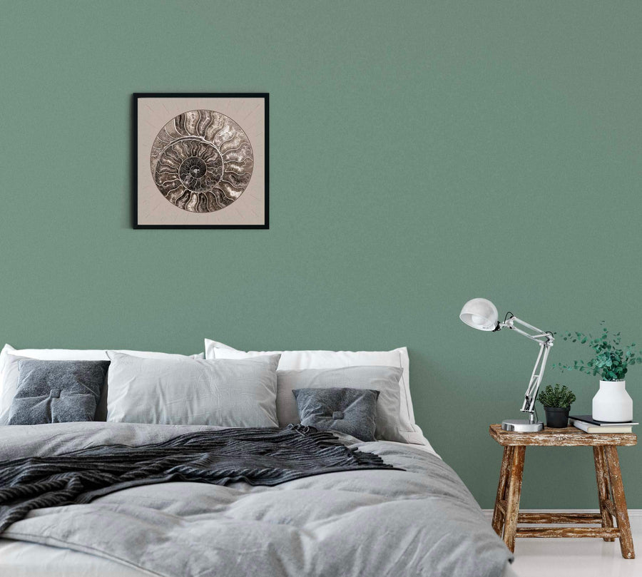 Fossil Ammonite Rock Wall Art for the Living Room; Cream Spiral Abstract Shell Circular Contemporary