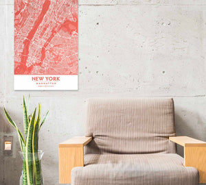 Coral Blush New York City Map - Printable