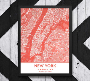Coral Blush New York City Map - Printable