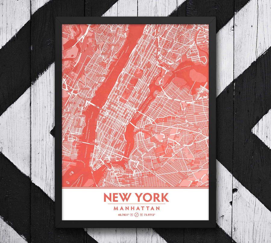 Coral Blush New York City Map - Printable