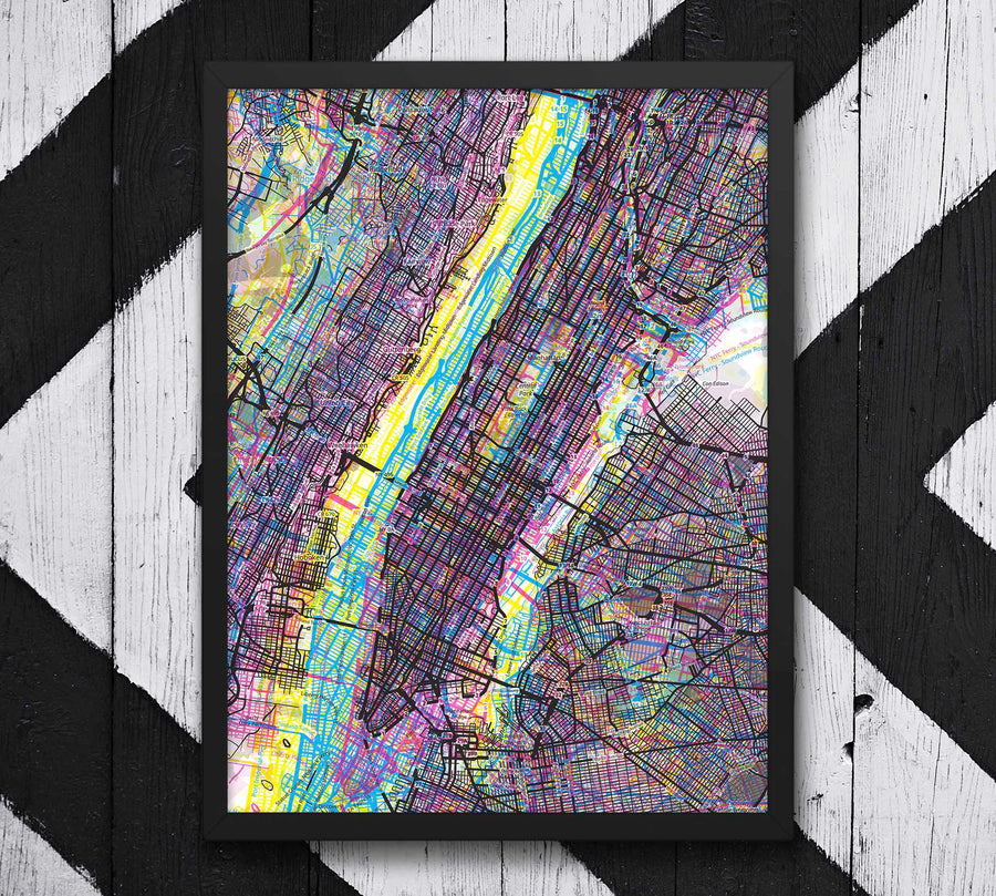 CMYK New York City Artwork on chevron wall