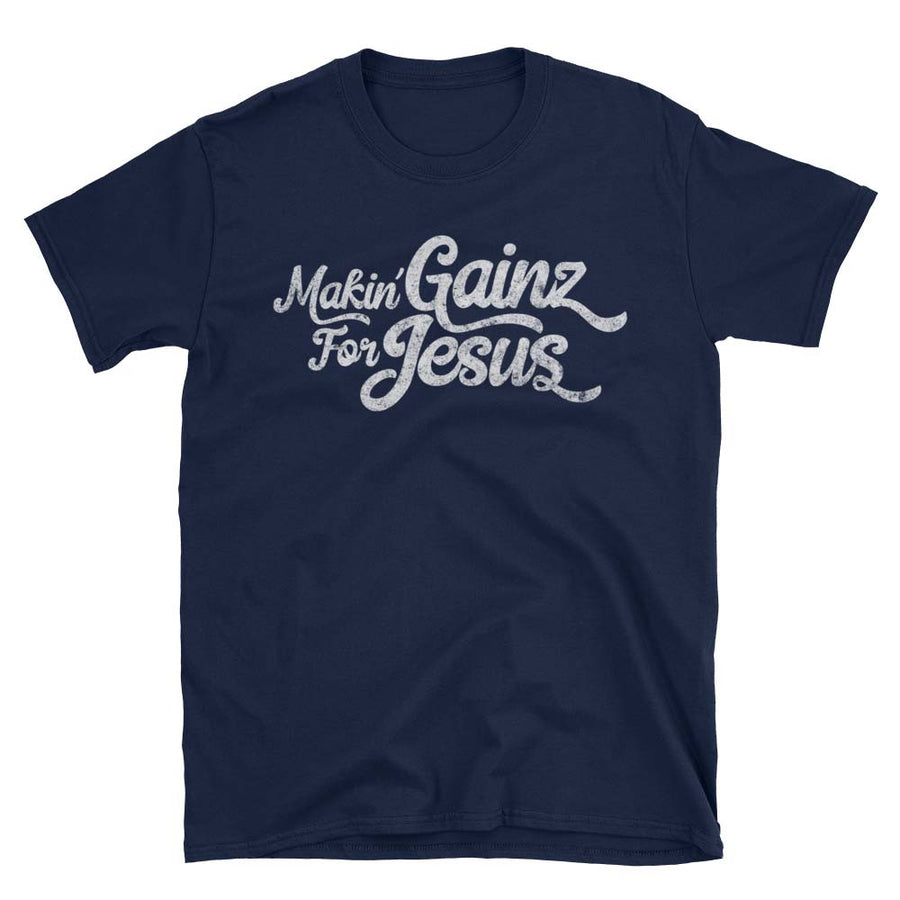 Makin Gains for Jesus - Christian Workout clothing in Navy