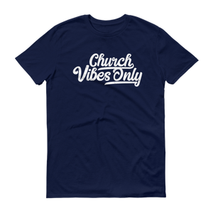Church Vibes Only Christian Tshirt in blue