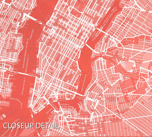 Coral Blush New York City Map - Printable