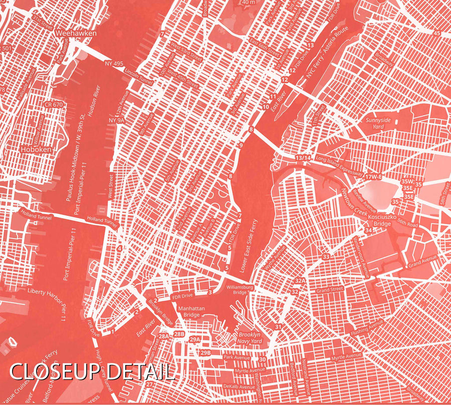 Coral Blush New York City Map - Printable