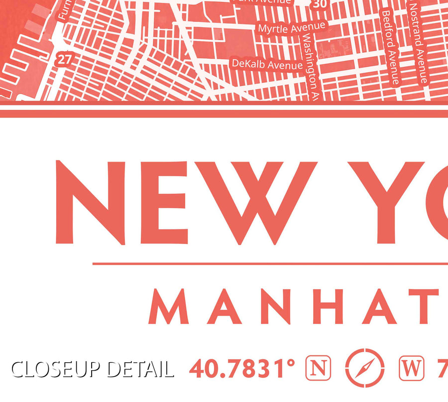 Coral Blush New York City Map - Printable