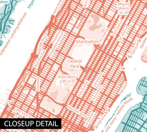 Teal & Coral New York City Map - Printable