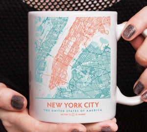 Teal & Coral Aesthetic New York City Map