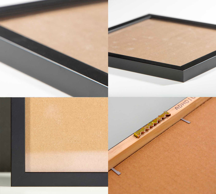 Framed Artwork details showing the black frame edges