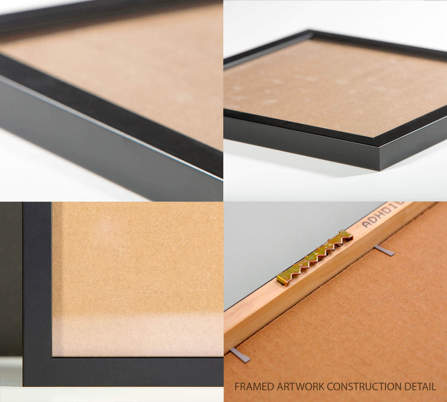 Detail of black frame framed artwork