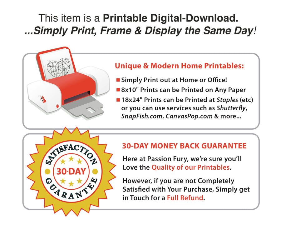 Printable Artwork Instructions and Guarantee