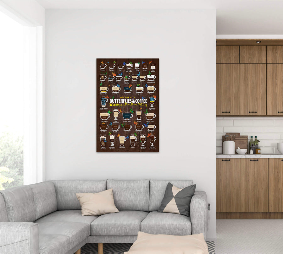 Coffee Types Chart, Butterfly Lover Framed or Posters