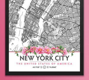 New York City Peony Flowers Map