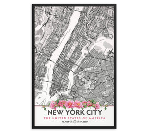 New York City Peony Flowers Map