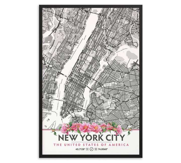 New York City Peony Flowers Map
