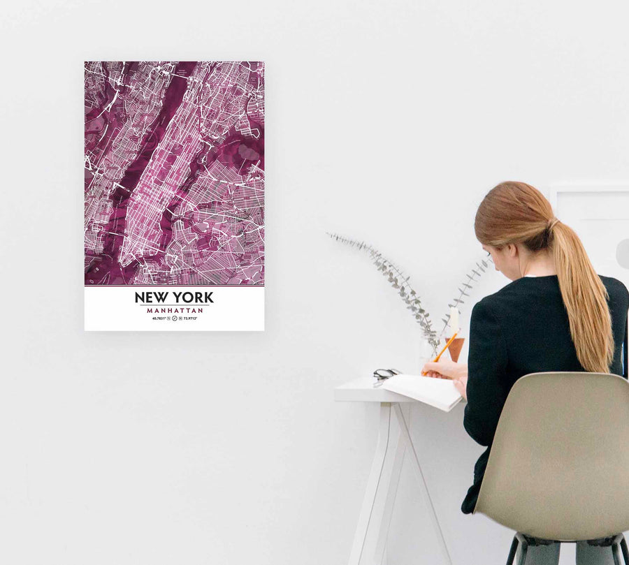 Black Rose Print Poster Showing Manhattan with woman