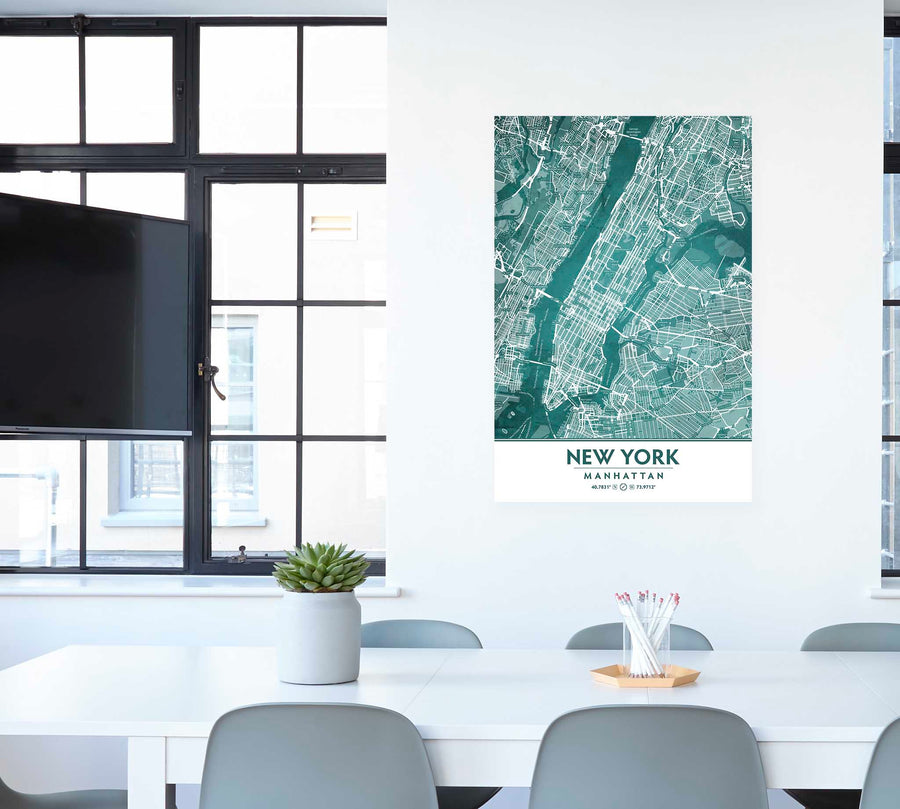 Manhattan New York City in Teal office