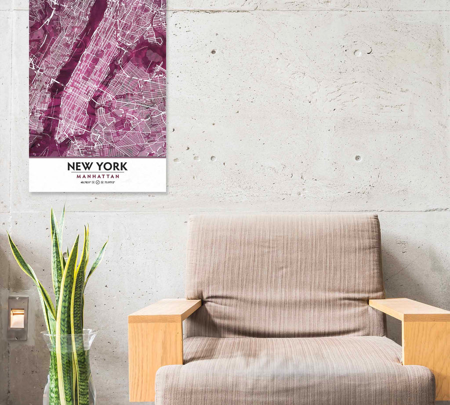 Black Rose Print Poster Showing Manhattan with chair