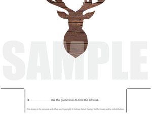 Deet head drawing stlle rustic wood printable