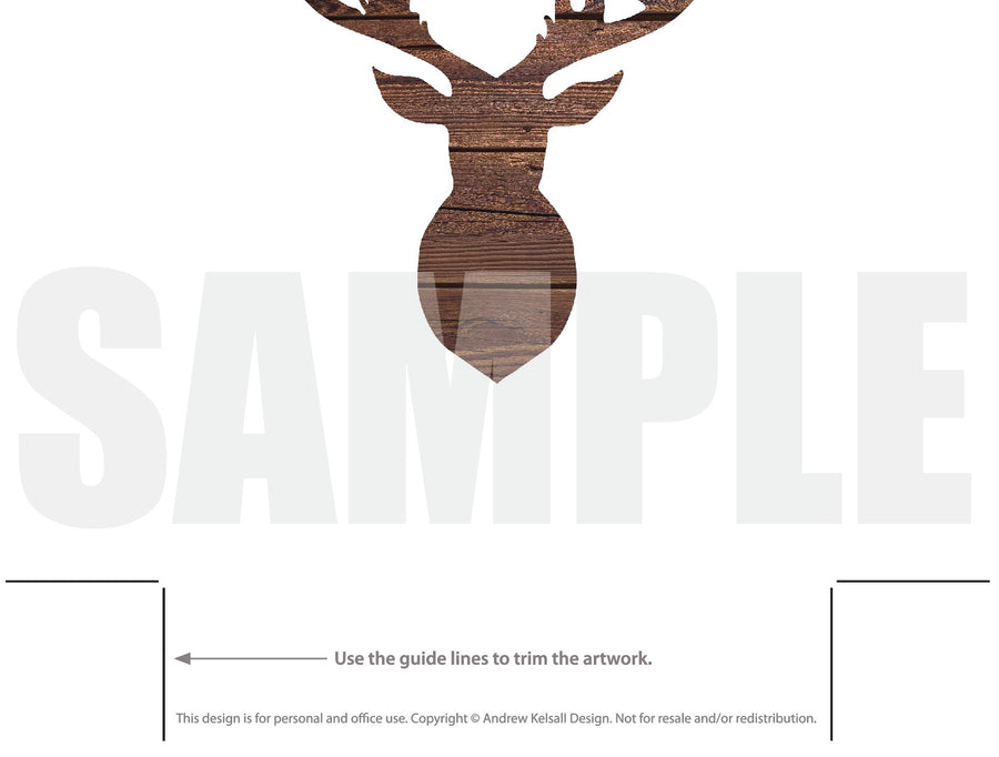 Deet head drawing stlle rustic wood printable