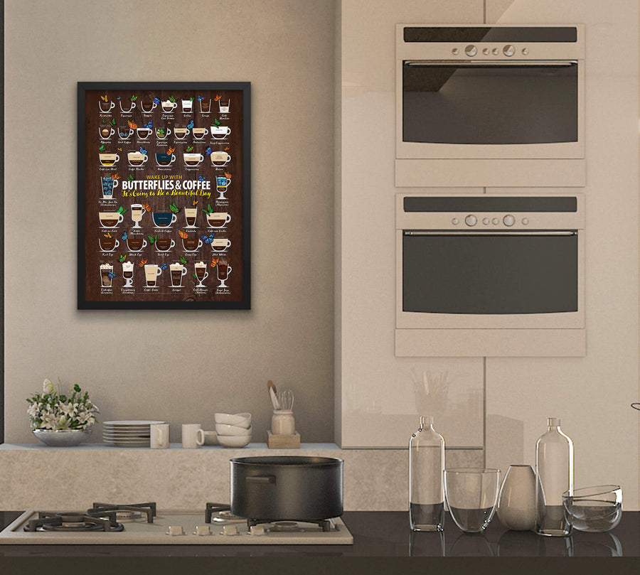 Coffee Types Chart, Butterfly Lover Framed or Posters