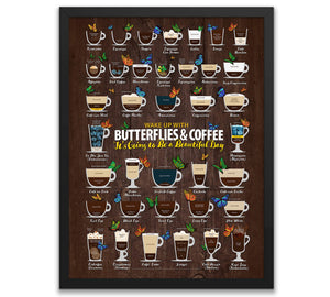 Coffee Types Chart, Butterfly Lover Framed or Posters