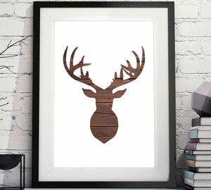 Deer Head Silhouette Rustic Wood Printable image